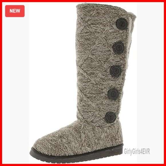 Women's Mid-Calf Boots Acrylic Knit Faux Fur Lined Sizes 6-11 Comfortable